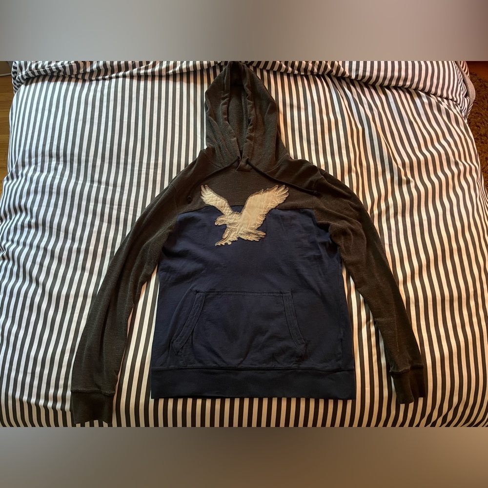 Navy Blue and Charcoal American Eagle Hoodie. Size Small.